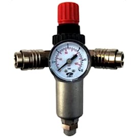 FIAC Compressed Air Regulator with Pressure Gauge, Filter, 2 x Universal Connection, 3/8 Inch M Connection, Press. Max 12 Bar, Flow Rate 180 l/min. Ideal for Mounting on Compressor Tank