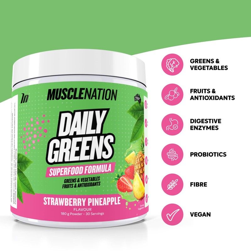 Muscle Nation Daily Greens Strawberry Pineapple 180g