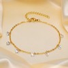 Gold Ankle Bracelet for Women,18k Gold Plated Titanium Dainty White