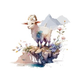 Lovely Cute Watercolor Goat Wall Stickers Decals, Farm Animals Decor Vinyl Waterproof Peel Removable Self-Adhesive Murals for Nursery Kids Baby Bedroom Bathroom Toilet Playroom Furniture Classroom