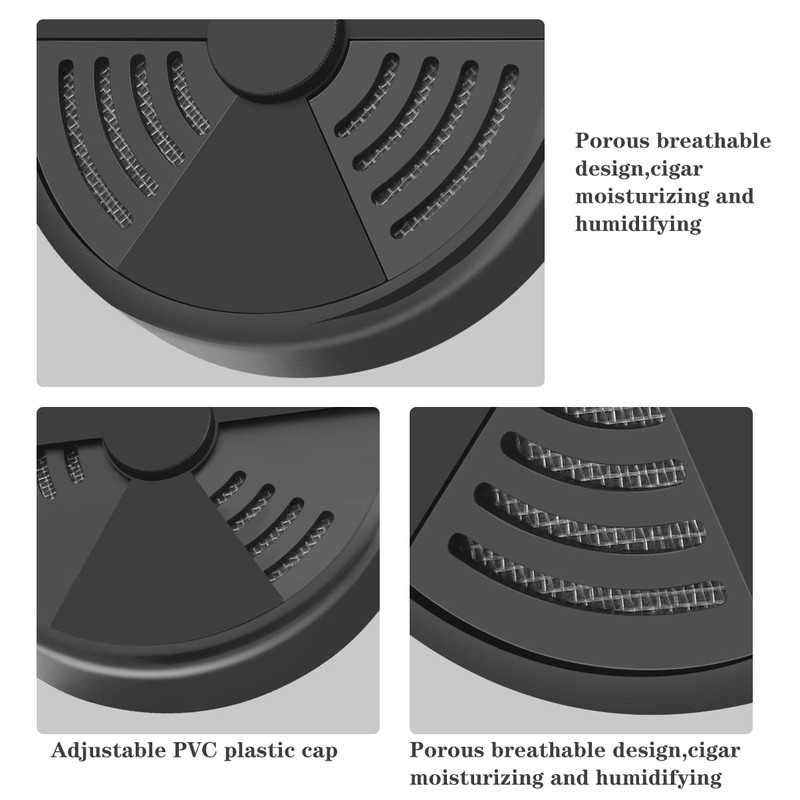 TISFA Cigar Humidifier, Adjustable Cigar humidor humidifiers, Black Round Humidor