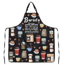 JXGZSO Barista Gift Barista Waterproof Apron Coffee Server Apron Apron with Pocket Coffee Lover Gift (CA Barista Apron)
