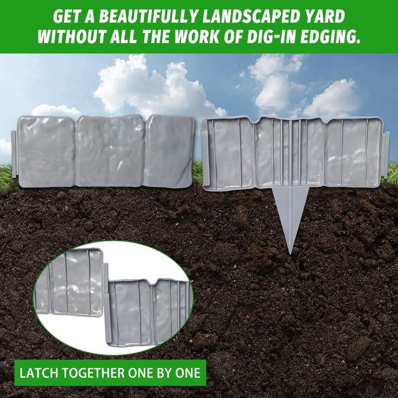 Garden Edging Border NO DIG, Imitation Stone Effect Garden Lawn