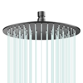 AULEEND All Metal Rain Shower Head - Heavy Duty Stainless Steel, Easy Install, High Water Flow, Ultra-Thin Modern Design for Bathroom (D-Matte Black, 10)（BNW0088）