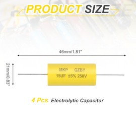 sourcing map 4Pcs 15uf Frequency Divider Capacitor, 250V Axial Audio Speaker Crossover MKP Film Capacitor