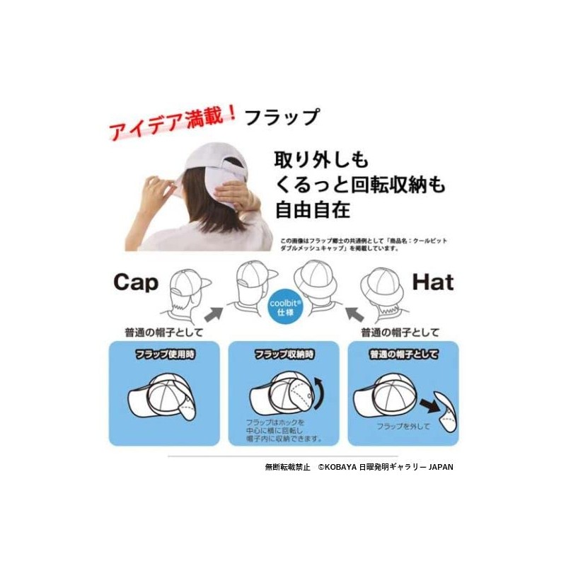 Coolbit CBSPCP82 Hinyari Cooling Hat, Cool Bit, Double Mesh Cap,
