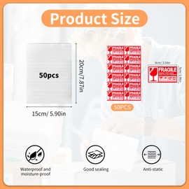 Pack of 50 Foam Bags, Padded Foam Bag, Packaging Material Bubble Wrap Moving - 50 Pieces Premium EPE Mother of Pearl Labels, Foam Bags, Protective Packaging Material