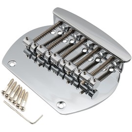 Musiclily Pro 16mm Steel 5-String Bass Bridge for Musicman Style Bass, Chrome