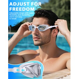Vegemono Swim Goggles, Unisex Adult Swimming Goggles Anti Fog Anti UV No Leakage Wide View for Men Women Youth