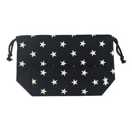 Lunch Bag, Bento Box, Lunch Bag, Drawstring Bag, Lunch Bag, 100% Cotton, For Work or School, Dark Blue, Navy, Star Pattern, Star Pattern