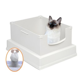 SpeedySift V2 Deluxe Cat Litter Box Starter Kit, Includes 56ct Disposable Standard Sifting Liners, White