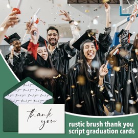 AZAZA Thank You Cards 30 with Green Envelopes Chic Liners, 2 Minimalistic Thank You Notes 4x6 Inch, Green Thank You Cards with Envelopes for Wedding, Baby Shower, Graduation