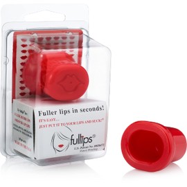 Fullips Lip Plumper Tool - Small Oval with Bonus Medium Oval Enlarger - Self Suction Plumping Device For Fuller Lips - Plump in Seconds - Natural Instant Lip Enhancement Kit - Red Plastic Plumpers