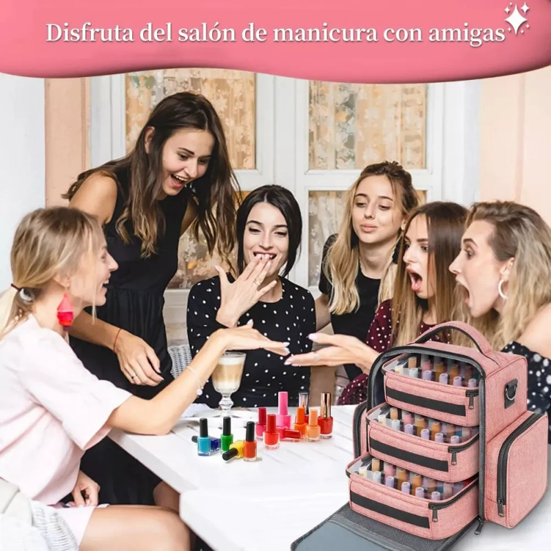 Maletín Maquillaje Yorepek 605000PNK 72 Botellas Rosa 3 Bolsas