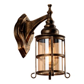 Plfann Rustic Amber Glass Wall Sconce 1-Pack, Bronze Brushed, Vintage Farmhouse Lamp Porch Lighting Waterproof Retro Lamp for Indoor Bedroom Living Room Outdoor（NO Bulb）