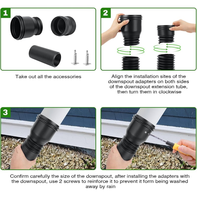 Rain Gutter Downpipe Extension, Flexible Extendable PE Drain Extension for