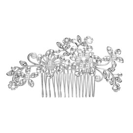 JEYORZY Hair Comb Hair Accessories Bridal Wedding Hair Combs Women Rhinestone Pearl Bridal Hair Accessories Silver Flower Silver Crystal Wedding Hair Accessories Silver Accessories for Women
