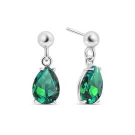 925 Sterling Silver Emerald Earrings for Women – May Birthstone Jewelry – Dainty Silver Teardrop Earrings – Perfect Birthday Gift