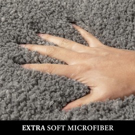 MIULEE Gray Small Bathroom Rugs Thick Shaggy Bath Rug Mats for Bathroom Non Slip Absorbent Plush Washable Carpet Living Room Bedroom Mat Floor 16x24 inches