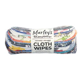 Marley's Monsters Reusable Cloth Wipes - 24 Count Pack - Washable, Cotton, Paperless Wipes (Surprise Prints)