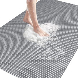 Mofonky Non Slip Shower Mat: 47" X 32" Extra Large Shower Mats for Inside Shower - PVC Quick Dry Shower Stall Mat with Hundreds Drain Holes