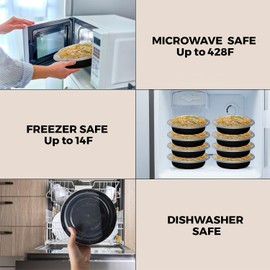 JOKOLO 10oz. (12cm X 5cm, 20 PCS) Containers with Air Tight Lids, BPA Free, Reusable Plastic Food Container, Disposable Bowl Round, Safe for Freezer/Microwavable/Dishwasher (300 ML) (20)