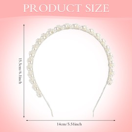 Sorcristy White Pearl Headbands for Women and Girls, Faux Pearl Hair Accessories Bridal Hair Hoop Headpieces Ashion Bridal Headband for Wedding Bride