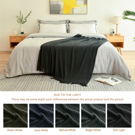 Blagic Knitted Throw Blanket for Couch,Soft Farmhouse Boho Throw Blanket with Tassels,Home Decorative Lightweight Throw Blankets,Dark Gray Throws for Bed/Chair/Sofa, 50" W x 60" L