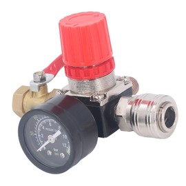 Air Compressor Regulator, 0‑180 PSI Air Gauge Regulator, European Style Cast Iron, Precise Adjustment, 4 Hole 4 (3/8" Ball Valve) for Pneumatic Tools