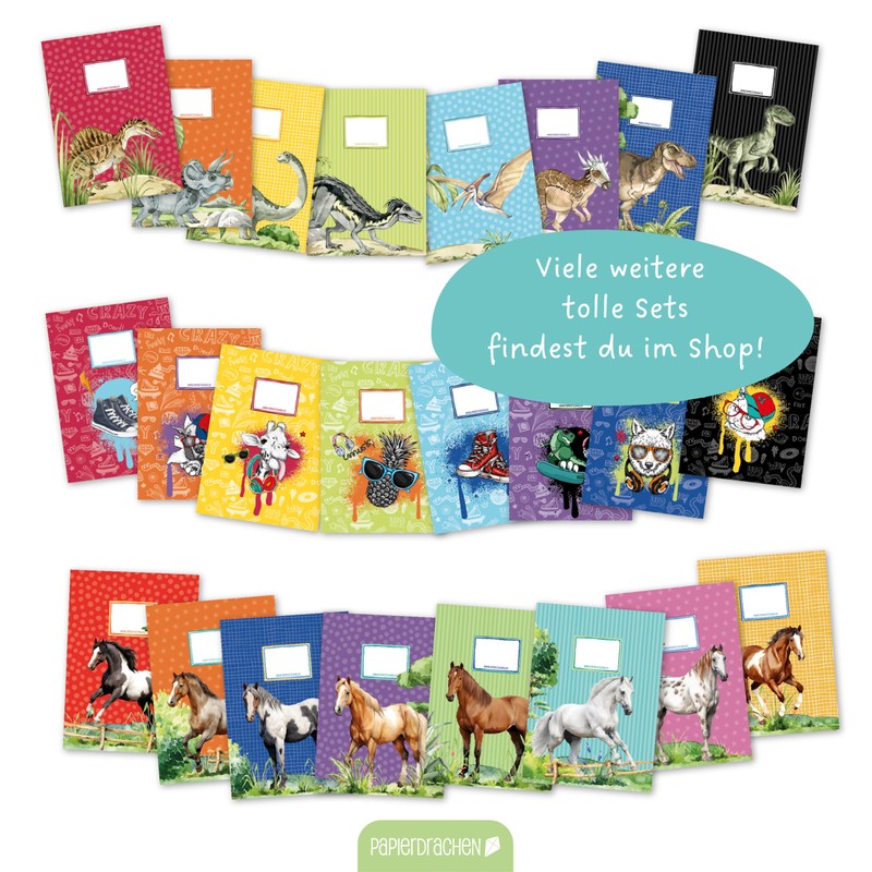 Papierdrachen 8 high-quality paper notebook covers for children, A4, mermaid