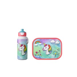Mepal Campus Unicorn Lunch Set, Drinking Bottle and Lunch Box with Bento Insert, Ideal for School and Leisure, Dishwasher Safe, 400 ml + 4 Sandwich Boards