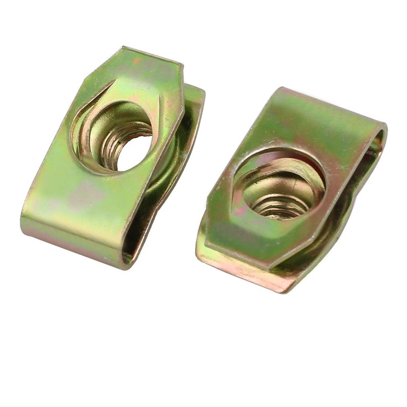 sourcingmap 25pcs Spring Steel Speed Fastener Extruded U Nut Brass