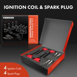 A-Premium (Red) Set of 8 Ignition Coil Pack and Iridium Spark Plugs Compatible with Toyota Yaris 2020 & Mazda 3 2012-2024, 6 2014-2017, 3 Sport, CX-3, CX-30, CX-5, CX-50, MX-5 Miata, 1.5L 2.0L 2.5L
