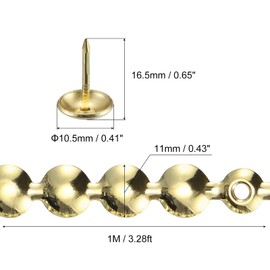 sourcing map 3Pcs Upholstery Tacks Strips, 1Meter Glossy Decorative Nail Trims for Sofa Headboard Chair Furniture with Upholstery Nails (11mm Gold)