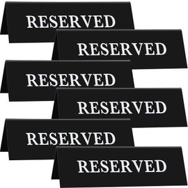 6 Pieces Plastic Reserved Table Sign Table Tent Wedding Sign Guest Reservation Table Seat Sign for Restaurant Wedding Chairs, Black (5.9 x 2 Inches) (White Words Black Background, 7.9 x 2.7 Inches)