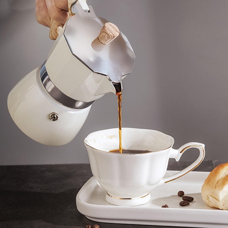 Moka Pot, Coffee Moka Pot Easy to for Camping (Creamy