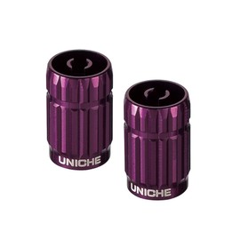 UNICHE 2-in-1 Valve Stem Caps with Valve Core Remover, Universal Tire Valve Caps for Cars, Trucks, SUVs, Motorbikes, and Bikes - 2 Pack (Purple)