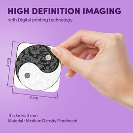 1 x Square MDF Magnets - Yin Yang Yoga Flowery Meditation Sign 40276