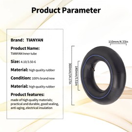 TIANYAN 4.10-6 3.50-6 4.10/3.50-6 350/400-6 4.00-6 Replacement Inner Tube fits for Snowblowers Lawn Garden Wheelbarrows, Mowers, Hand Trucks, garden cart, Mini Bike or Go Kart(2pcs)