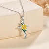 JERWLI Flower Cross Necklace 925 Sterling Silver Carnation/Rose/Lily/Daisy Cross Necklace