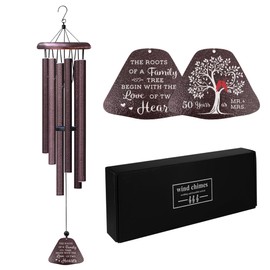 Coolertaste 50th Anniversary Wedding Gifts, Best 50th Anniversary 32" Wind Chimes for Parents Grandparents, Golden 50 Years of Marriage Gift Ideas for Wife Husband, Golden Wedding Gifts for Couples