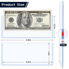 30 Pack Hard Plastic Clear Money Holders Dollar Bill Holders Money Top-Load Sleeves 6.85 × 2.91 Inches Currency Holder for Bills, Collectors