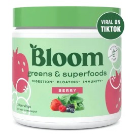 Suplemento en polvo Bloom Greens & superfoods carbohidratos sabor berry en pote de 145g