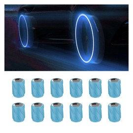 Fluorescent Car Tire Valve Stem Caps, American Flag Glow in The Dark Stem Covers, Waterproof Corrosion Resistant, Luminous Illuminated Auto Wheel Air Valve Caps for Car SUV Truck (Blue Flag)
