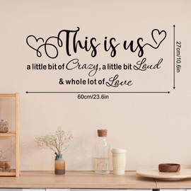 This is Us Crazy Loud Love Wall Stickers, Love Quote Wall Decal Quote Sticker Family Inspirational Quotes Wall Art Lettering Saying Wall Decal Art for Bedroom Living Room Office