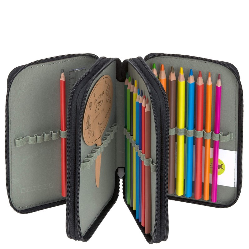 LÄSSIG Unique School Triple Pencil Case Slim Black
