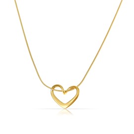 Made by Nami Heart Necklace Gold Stainless Steel Gifts for Women Waterproof Jewellery Adjustable, Stainless Steel, No Gemstone