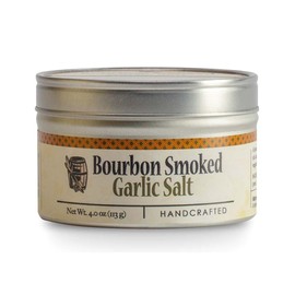 Garlic Salt - Handcrafted Bourbon Smoked Salt Blended with Garlic - 4 Ounce Tin