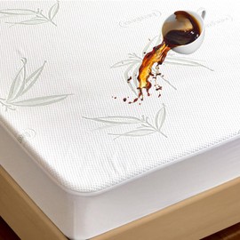 Full Waterproof Mattress Protector, Rayon Made from Bamboo Mattress Pad Cover New Pattern, Soft Breathable Cooling Mattress Pad Cover, Deep Pocket up to 21” Tightly Fitted Mattress Protection