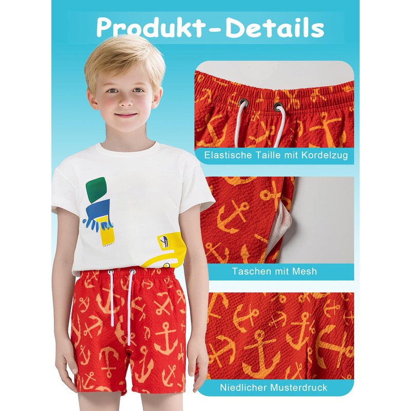 NATUST Boys' Printed Swimming Shorts with Mesh Lining Beach Shorts,
